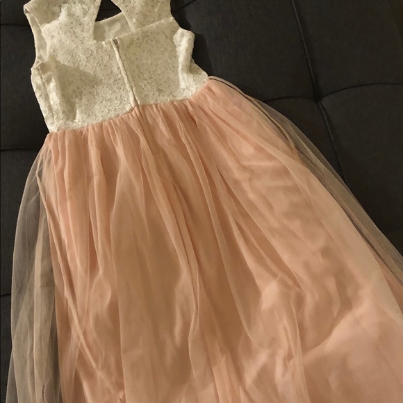Formal light pink long dress with white top - Picture 3 of 4